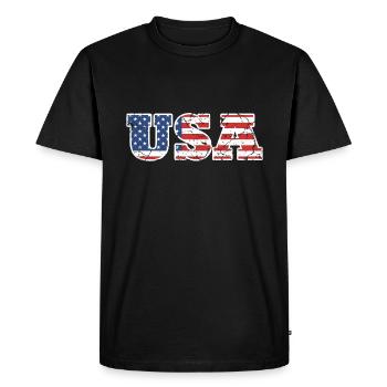 Drapeau USA - T-shirt Premium bio Homme - noir - Devant - Nico (187cm)