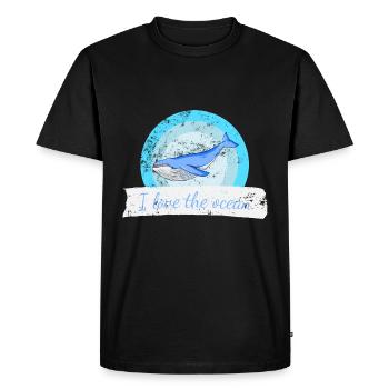 Baleine bleue - T-shirt Premium bio Homme - noir - Devant - Nico (187cm)