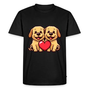 Golden Retriever Chiens Couple Amour Saint Valentin - T-shirt Premium bio Homme - noir - Devant - Nico (187cm)