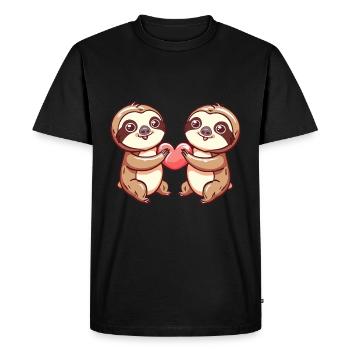 Couple paresseux Amour Saint-Valentin - T-shirt Premium bio Homme - noir - Devant - Nico (187cm)