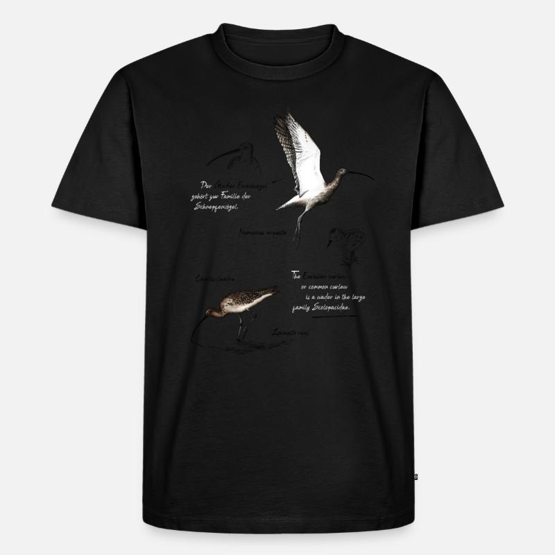 Brachvogel Zeichnung 1 - Männer Premium Bio T-Shirt - Schwarz