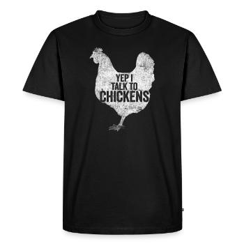 Drôle de poulet pour hommes Femmes Crazy Chicken Farmer - T-shirt Premium bio Homme - noir - Devant - Nico (187cm)