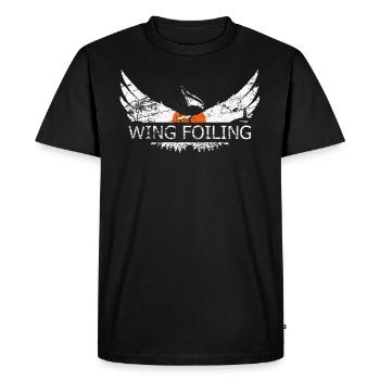 Wing Foiling ou Wing Surf et Wing surf Design - T-shirt Premium bio Homme - noir - Devant - Nico (187cm)