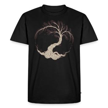 Arbre Yggdrasil Viking Celtique Norse Symbole de vie - T-shirt Premium bio Homme - noir - Devant - Nico (187cm)