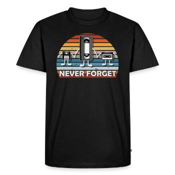 Never Forget Tee Funny Videocassette Disquette - T-shirt Premium bio Homme - noir - Devant - Nico (187cm)