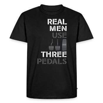 Les vrais hommes utilisent trois pédales - T-shirt Premium bio Homme - noir - Devant - Nico (187cm)