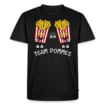 Drôle de sacs de frites Frites Frites d’équipe - T-shirt Premium bio Homme - noir - Devant - Nico (187cm)