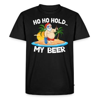Noël en juillet Tropical Beach Vacation Party - T-shirt Premium bio Homme - noir - Devant - Nico (187cm)