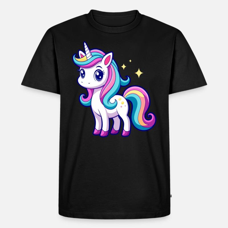 Süßes Regenbogen-Einhorn - Männer Premium Bio T-Shirt - Schwarz