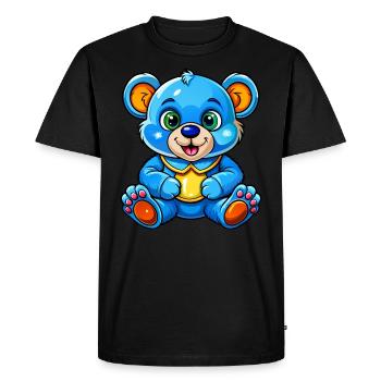 Teddy bleu - T-shirt Premium bio Homme - noir - Devant - Nico (187cm)