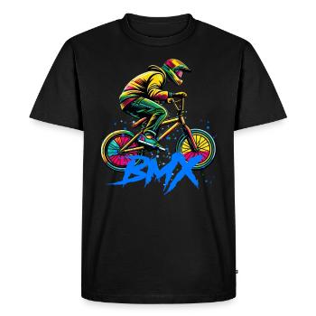 Vélo BMX - T-shirt Premium bio Homme - noir - Devant - Nico (187cm)