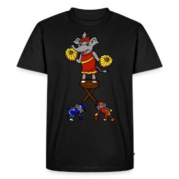 CHEERLEADER ELEPHANT GIRL ET SOURIS DE FOOTBALL - T-shirt Premium bio Homme - noir - Devant - Nico (187cm)