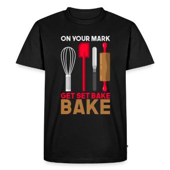 Bake it! Wallwood whisk funny saying - Men's Premium Organic T-Shirt - black - Front - Nico (187cm)