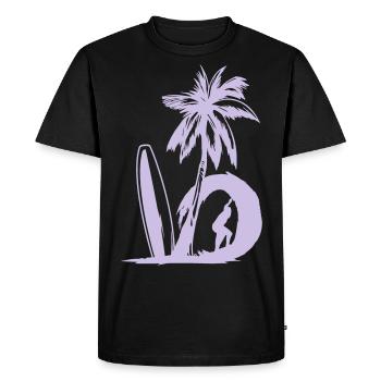 Surf - Palm - Plage - Planche de surf - Vacances - T-shirt Premium bio Homme - noir - Devant - Nico (187cm)