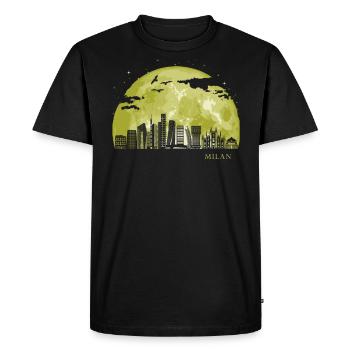 MILAN Moon Light Nuit Etoiles Skyline - T-shirt Premium bio Homme - noir - Devant - Nico (187cm)
