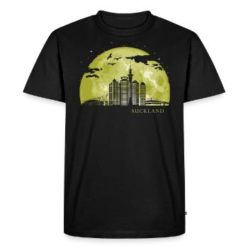 AUCKLAND Moon Light Nuit Etoiles Skyline - T-shirt Premium bio Homme - noir - Devant - Nico (187cm)