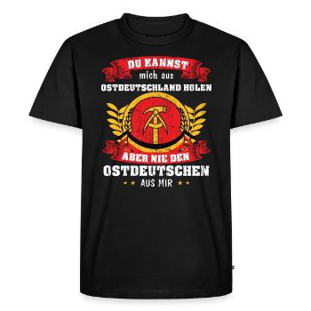 Ostdeutschland Ostdeutscher Ossi DDR Geschenk - Männer Premium Bio T-Shirt - Schwarz - Vorne - Nico (187cm)