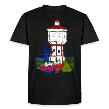 My home port Langeoog - Men's Premium Organic T-Shirt - black - Front - Nico (187cm)