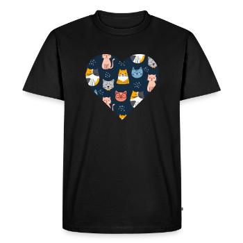 heart cats pattern/ Cats lovers/ valentine day - Men's Premium Organic T-Shirt - black - Front - Nico (187cm)