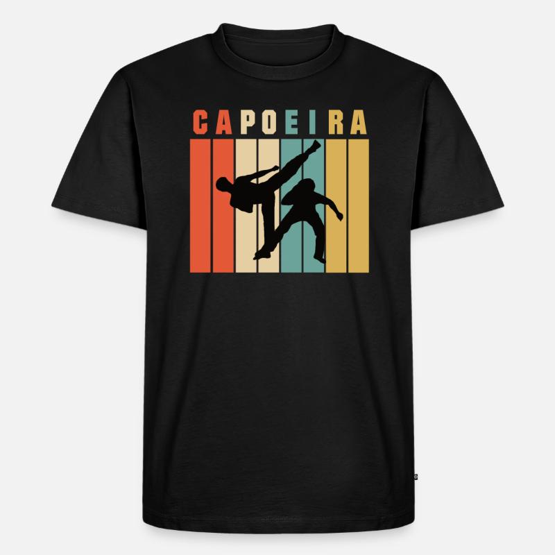 Capoeira Retro - Männer Premium Bio T-Shirt - Schwarz