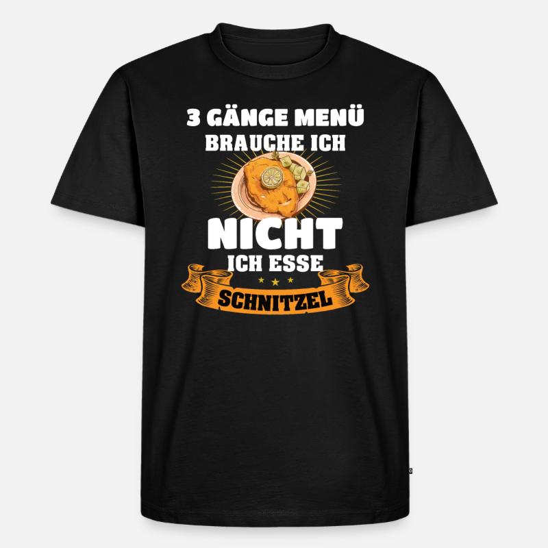 Schnitzel Brauche keine Menü - Männer Premium Bio T-Shirt - Schwarz