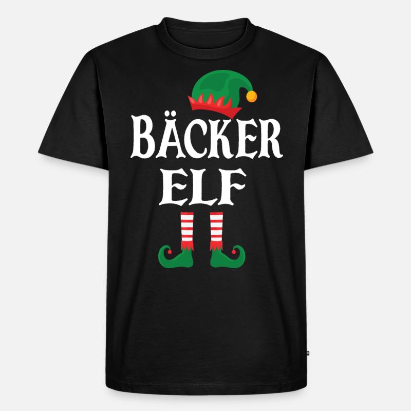 Weihnachten Bäcker Elf - Männer Premium Bio T-Shirt - Schwarz