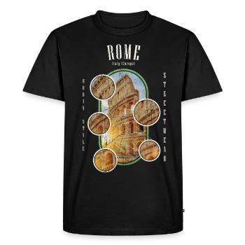 Rome Italie Ville Skyline Colisée Accueil Amour - T-shirt Premium bio Homme - noir - Devant - Nico (187cm)