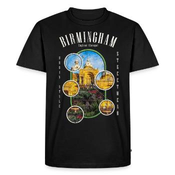 Birmingham Angleterre UK City Skyline Accueil Amour - T-shirt Premium bio Homme - noir - Devant - Nico (187cm)