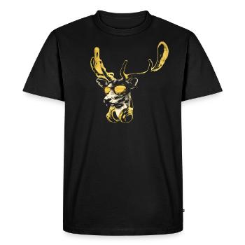 Deer DJ Bling. Cool and Funny Music Animal With - Men's Premium Organic T-Shirt - black - Front - Nico (187cm)
