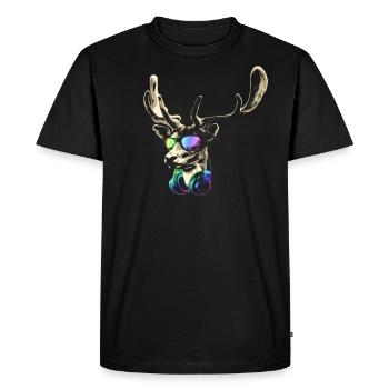 Deer DJ Brown Cool y Funny Music Animal con gafas - T-shirt Premium bio Homme - noir - Devant - Nico (187cm)
