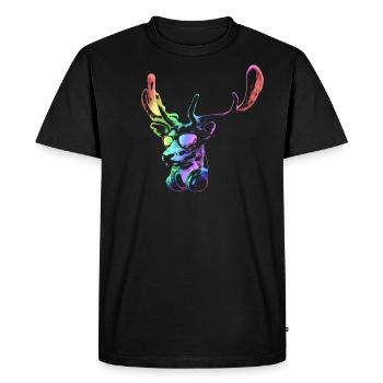 Ciervo DJ. Neon Cool y Funny Music Animal con - T-shirt Premium bio Homme - noir - Devant - Nico (187cm)