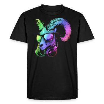 DJ Goat Cool y Funny Music Animal con auriculares - T-shirt Premium bio Homme - noir - Devant - Nico (187cm)