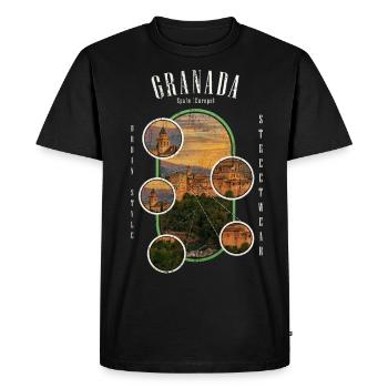 Grenade Espagne Ville Skyline Vacances Été - T-shirt Premium bio Homme - noir - Devant - Nico (187cm)