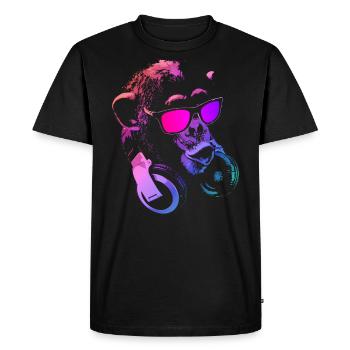 Monkey DJ Pink - Men's Premium Organic T-Shirt - black - Front - Nico (187cm)