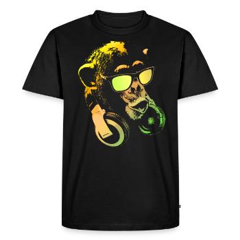 Monkey DJ Yellow - Men's Premium Organic T-Shirt - black - Front - Nico (187cm)