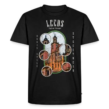 Leeds England UK City Skyline Streetwear - Men's Premium Organic T-Shirt - black - Front - Nico (187cm)
