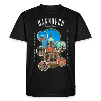 Hanovre Allemagne Ville Skyline Accueil Amour - T-shirt Premium bio Homme - noir - Devant - Nico (187cm)
