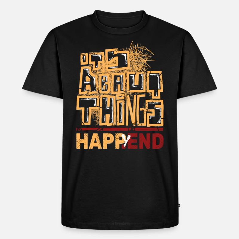 Stilvolles Graffiti und Happy - Männer Premium Bio T-Shirt - Schwarz