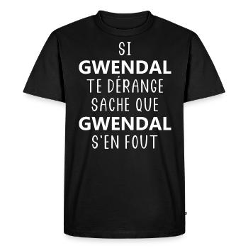 si Gwendal te dérange saches que Gwendal s'en fout - T-shirt Premium bio Homme - noir - Devant - Nico (187cm)