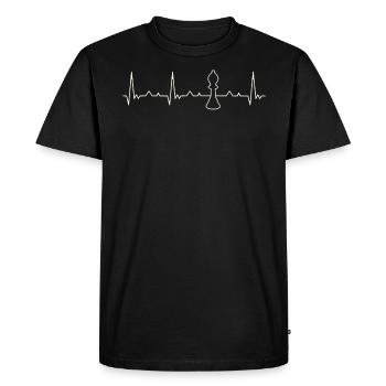 Chess Piece Bishop. Heart. Love. EKG. Pulse. Beat. - Men's Premium Organic T-Shirt - black - Front - Nico (187cm)