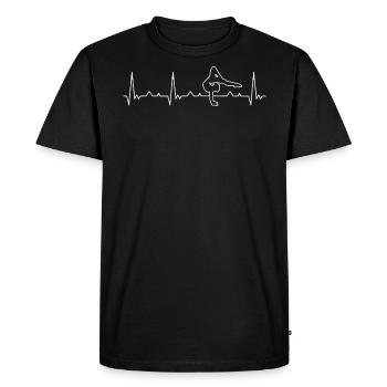 Mujer gimnasta. Corazón. Amor. Ekg. Legumbres. - T-shirt Premium bio Homme - noir - Devant - Nico (187cm)