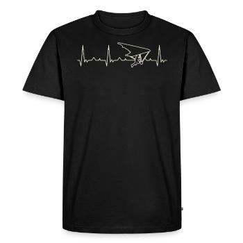 Hanggliding. Heart. Love. EKG. Pulse. Beat. - Men's Premium Organic T-Shirt - black - Front - Nico (187cm)