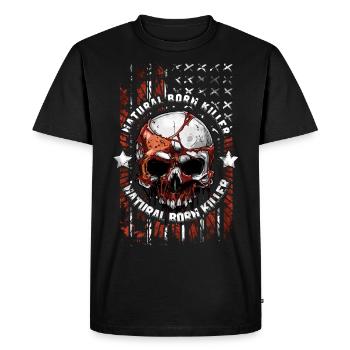 Natural Born Killer - Skull & Flag Front - T-shirt Premium bio Homme - noir - Devant - Nico (187cm)