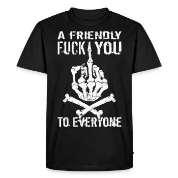 Un fuck you amical à tout le monde - Version allemande - T-shirt Premium bio Homme - noir - Devant - Nico (187cm)