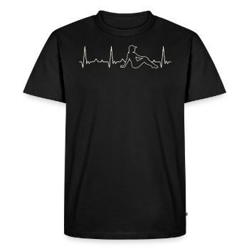 Summer Sunbathing Girl. Heart. Love. EKG. Pulse. - Men's Premium Organic T-Shirt - black - Front - Nico (187cm)