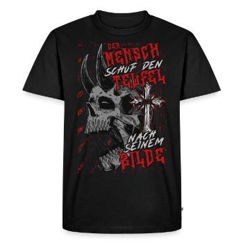 Man created the devil in his image - Men's Premium Organic T-Shirt - black - Front - Nico (187cm)