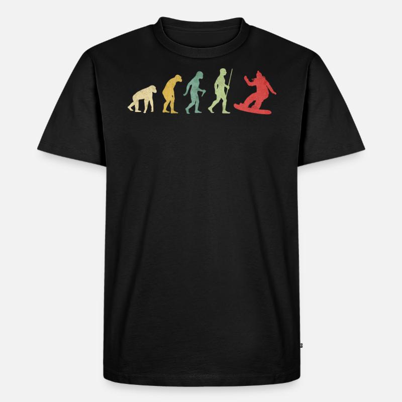 Evolution der Snowboardfrau - Männer Premium Bio T-Shirt - Schwarz