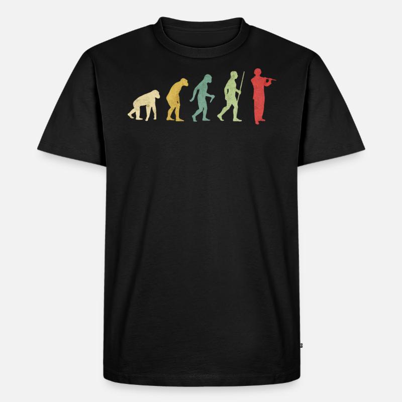 Flute Playing Man Evolution - Men's Premium Organic T-Shirt - black