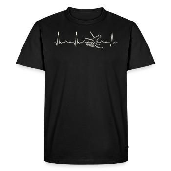 Skilanglauf. Herz. Liebe. Ekg. Impuls. Schlagen. - Männer Premium Bio T-Shirt - Schwarz - Vorne - Nico (187cm)