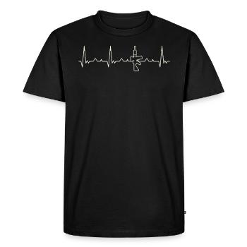 Machine Gun. Heart. Love. EKG. Pulse. Beat. - Men's Premium Organic T-Shirt - black - Front - Nico (187cm)